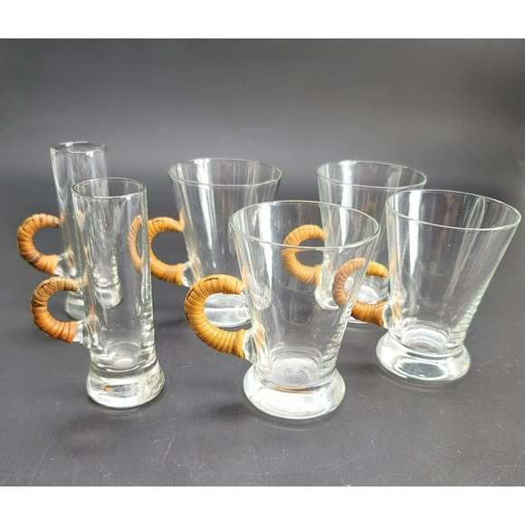 Carl Aubock Scandinavian Glasses Set Barware Mid Century Wrapped Cane Cr605 - Picture 9 of 10